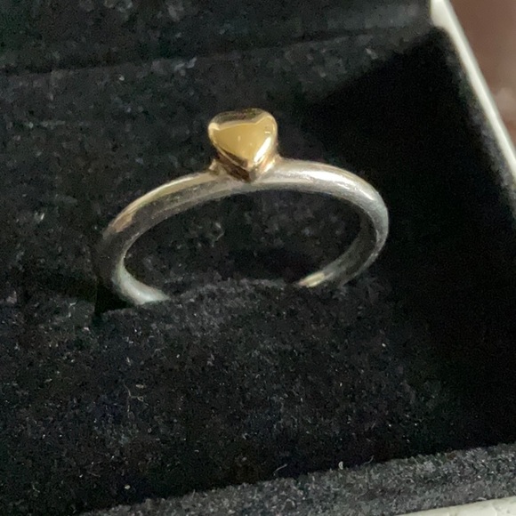 Pandora two tone ring with 14k gold heart - Picture 1 of 5